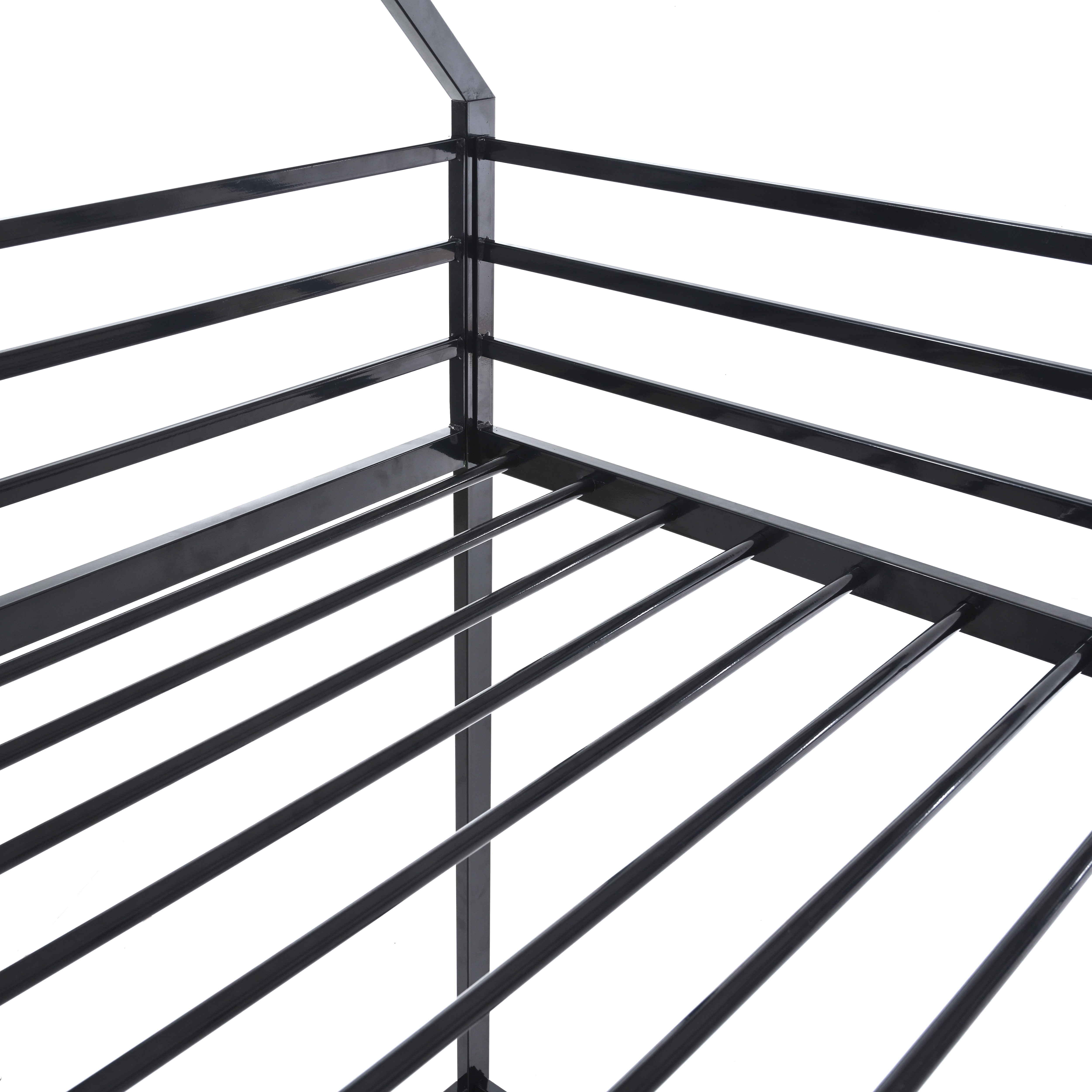 Twin Over Twin House Bed With Ladder And Slider, House Bed, Bunk Bed_voghion.com